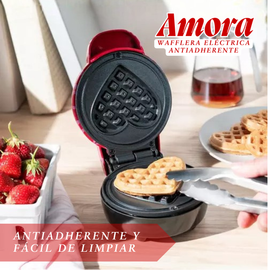 Amora - Mini Waflera Eléctrica Antiadherente
