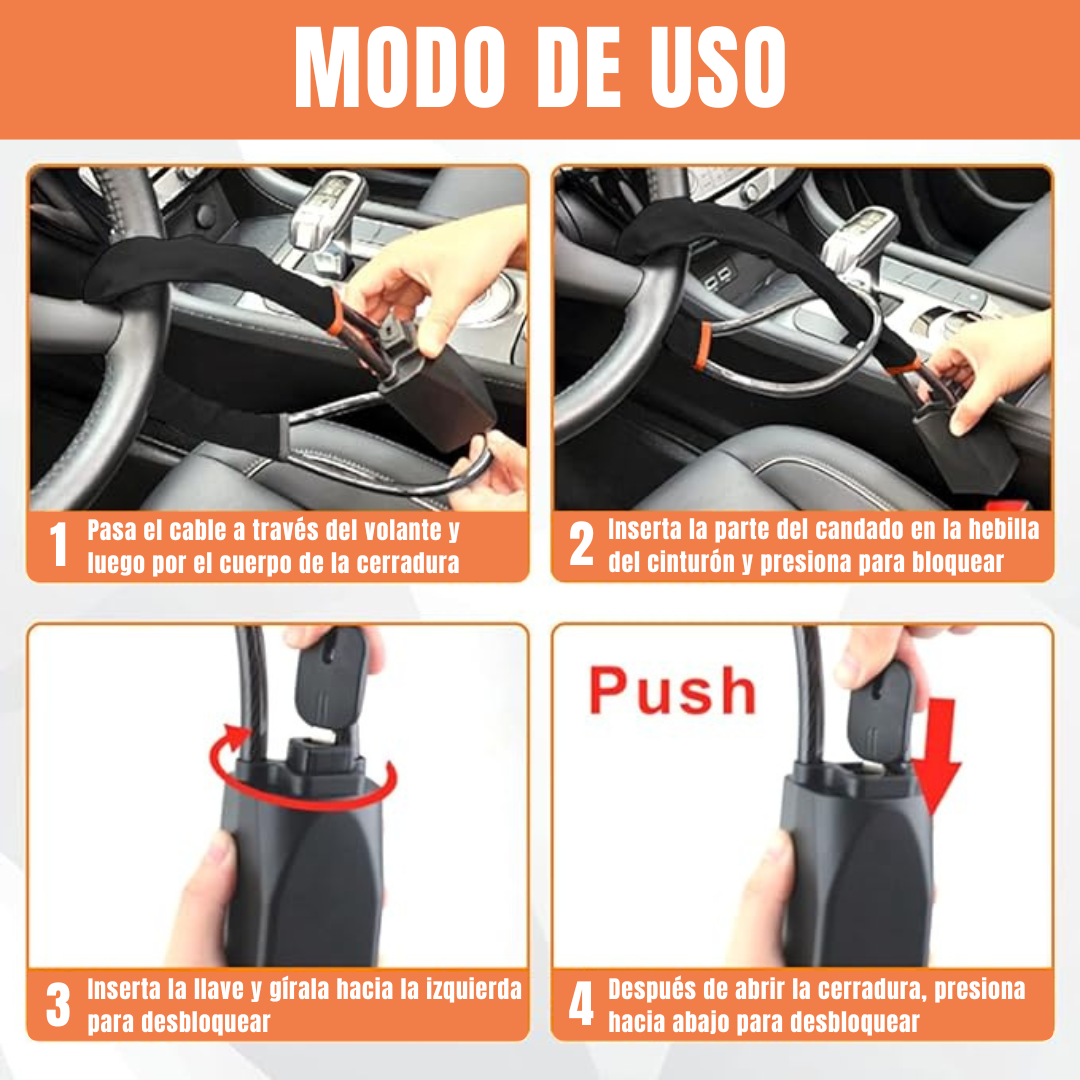 Cerradura de Volante al Cinturón - Protege tu Auto