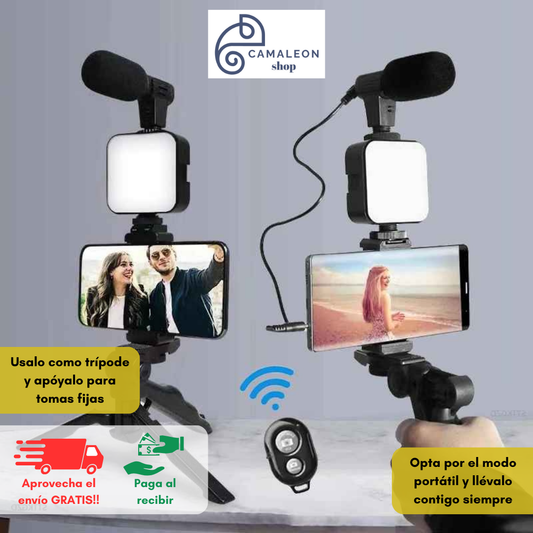 Kit de grabación portátil - incluye trípode y micrófono