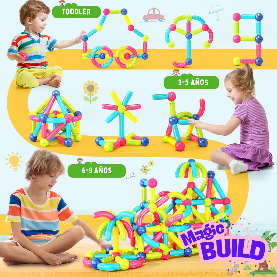 Set Magnético MagicBuild 180 pcs – Crea Mundos Nuevos en Cada Juego