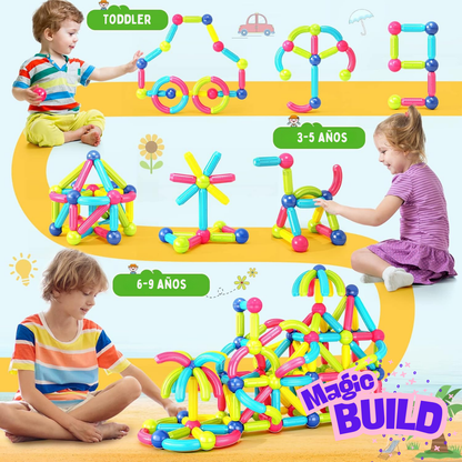 Set Magnético MagicBuild 180 pcs – Crea Mundos Nuevos en Cada Juego