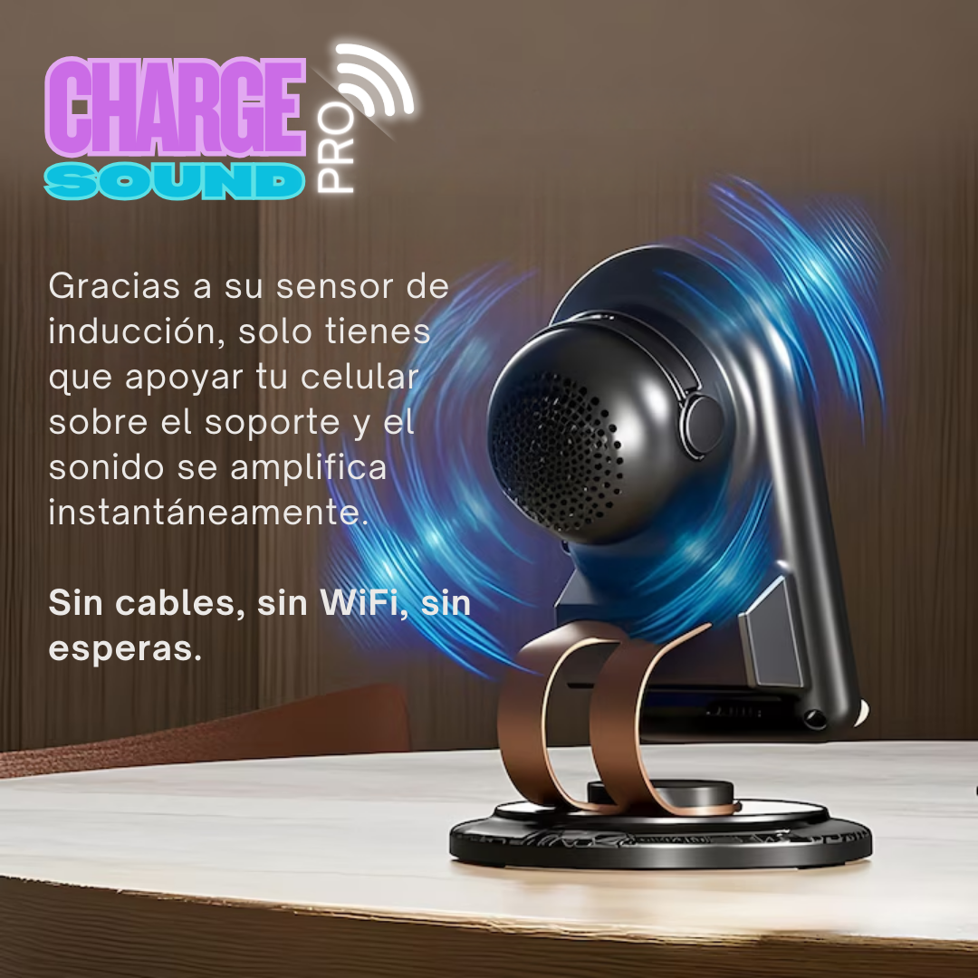 Soporte ChargeSound Pro – Mira, escucha y carga sin esfuerzo