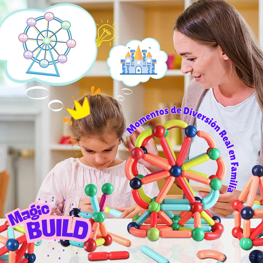 Set Magnético MagicBuild 180 pcs – Crea Mundos Nuevos en Cada Juego