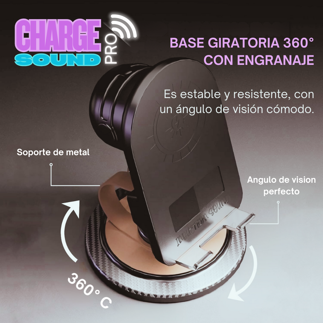 Soporte ChargeSound Pro – Mira, escucha y carga sin esfuerzo