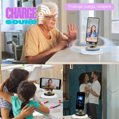 Soporte ChargeSound Pro – Mira, escucha y carga sin esfuerzo