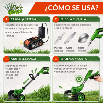Turbo Grass – Cortacésped Inalámbrico 3 en 1