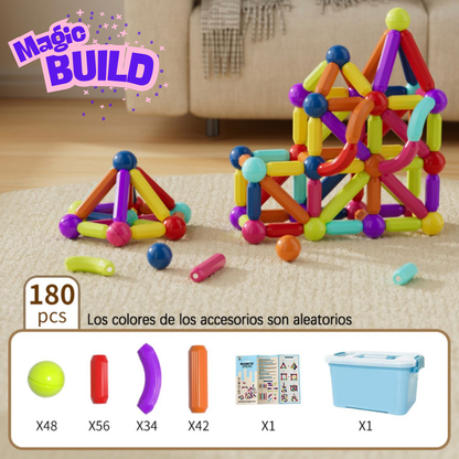 Set Magnético MagicBuild 180 pcs – Crea Mundos Nuevos en Cada Juego